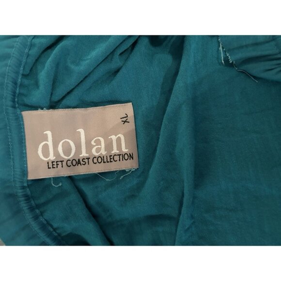 Dolan Left Coast Collection Teal Blouse Top Long Sleeve Drawstring Sz XL Light - Picture 4 of 4